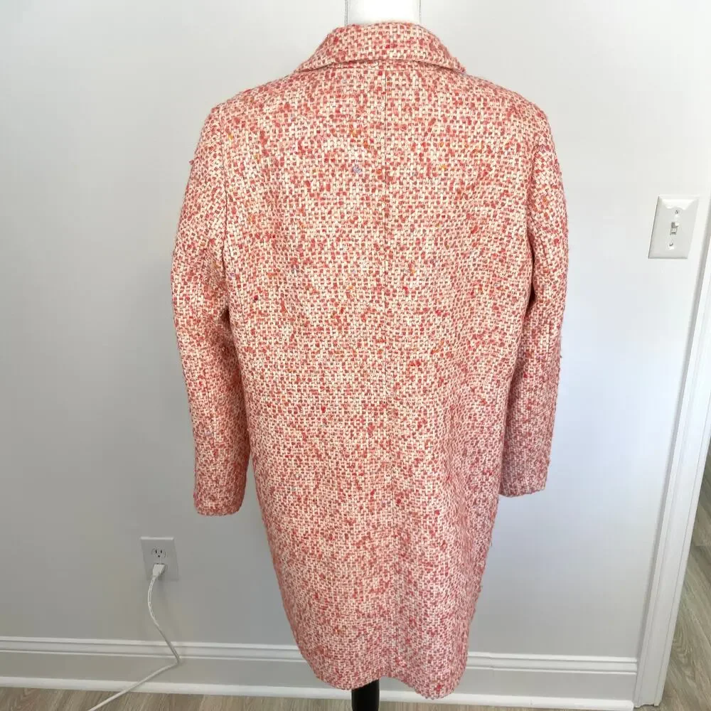J. Crew Nalya Daphne Italian Tweed Topcoat In Faded Guava Multi Size 14 New - Picture 12 of 16